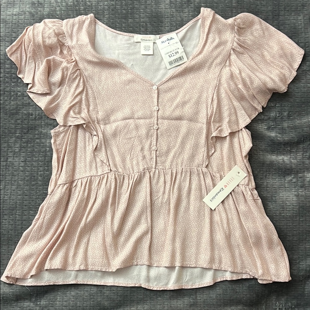 Pink Ruffle Sleeve Top